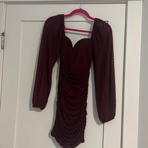 Maroon rouged dress